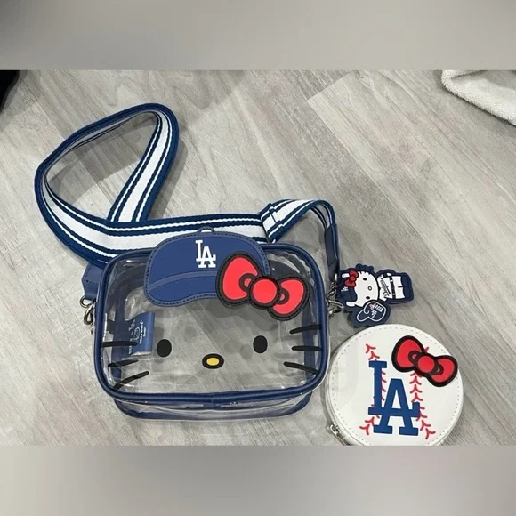 NWT Hello Kitty × LA Dodgers Clear Crossbody Bag with Coin Purse - Picture 2 of 6